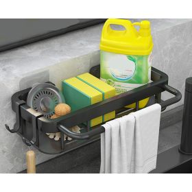 Sponge Holder for Kitchen Sink Adhesive Sponge Caddy Gray Shower Shelf with Hooks