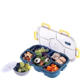 Blue Bento Box Simple Easy Leak Proof BPA Free 5 Compartment Cute Compact bento lunch box for Work Travel 50 Ounces