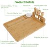 Bamboo Cheese Board Charcuterie Cheese Platter Board Serving Tray with Cutlery Set for Wedding Birthdays Christmas