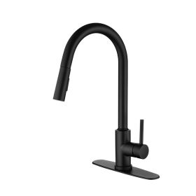 Pull Down Sprayer Kitchen Faucet (Color: Black)